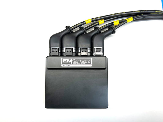 Emtron KV8 ECU and DIY Motorsport Flying Lead Harness Bundle featuring advanced torque management, motorsport boost control, and traction control, all in a durable set designed for World Time Attack Challenge winners