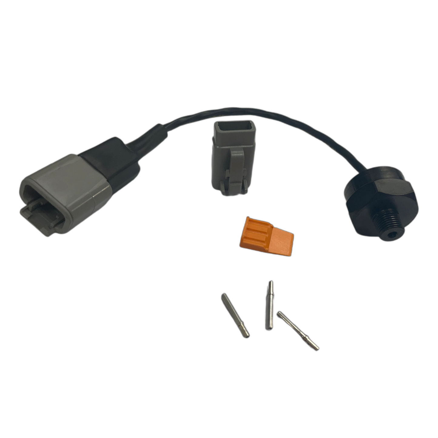 Emtron 300psi Pressure Sensor featuring a Genuine Bourns BPX130 series sensor in a Stainless Steel 303 body, coated in black nickel for durability, designed for high-accuracy pressure measurements in harsh environments like air, water, oil, petrol, and methanol